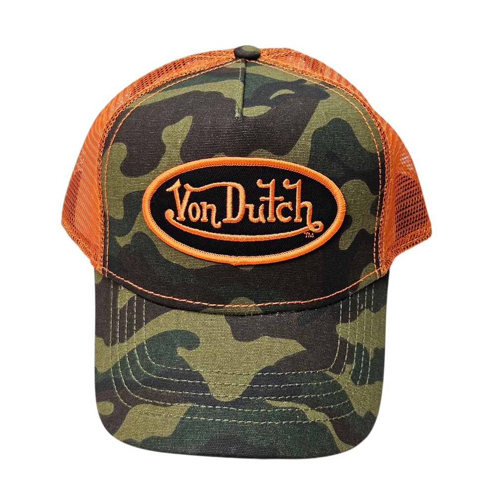 Von Dutch Camo Orange Mesh‎ Trucker Hat Snapback VDTH-013 New